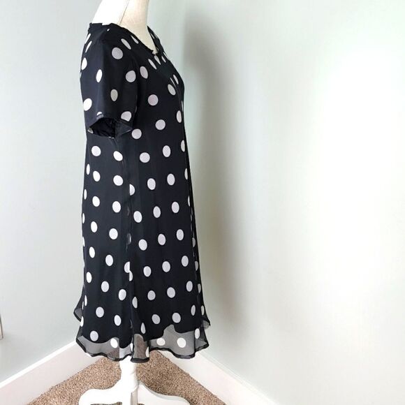 JEFFERY AND DARA WOMEN'S SHIFT DRESS BLACK AND WHITE SHOULDER PADS SIZE 8 - Picture 2 of 5